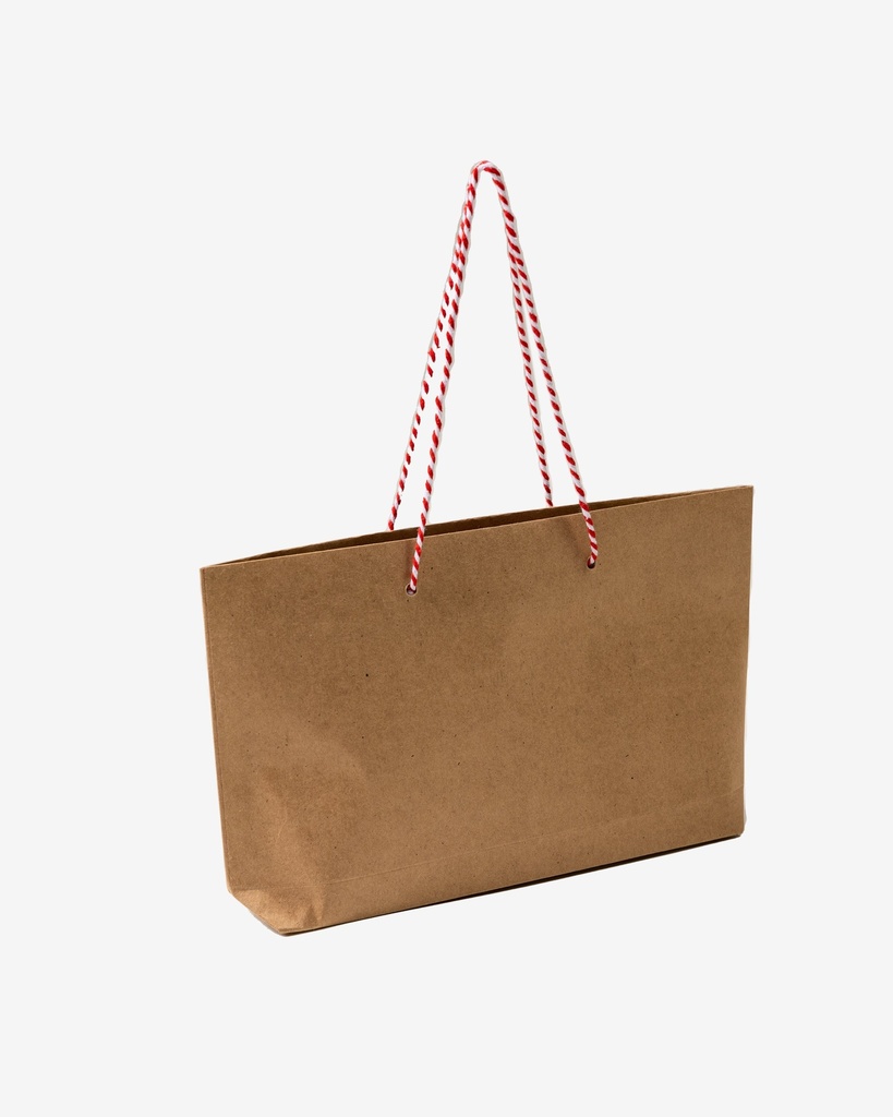 Kraft Paper Bag - Traditional, Twine Handle (Red & White) or Twill Cotton (Red)