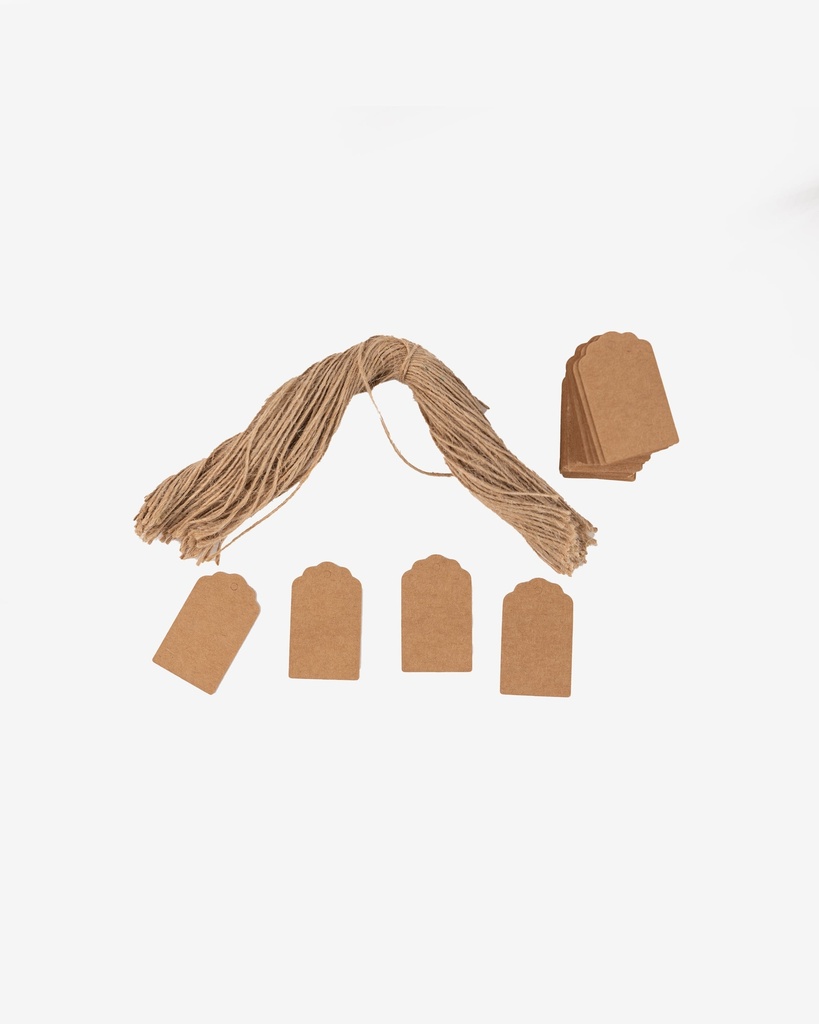 Kraft Hang Tag with Hemp Rope - Scallop