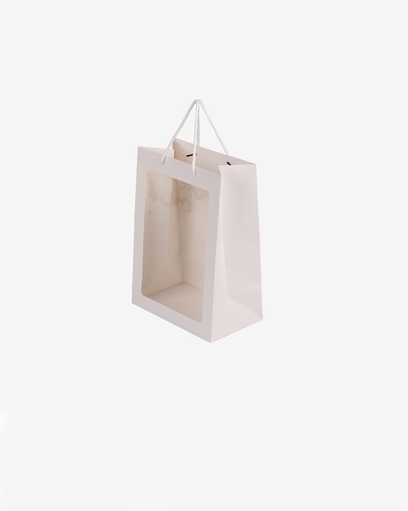 White Card Paper Bag with Window and Rope Handle