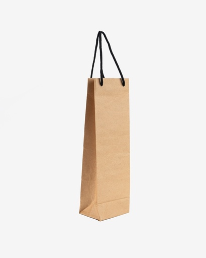 [KPB1239B] Brown Kraft Paper Bag 150g, Handle: Black Rope (Single Wine)