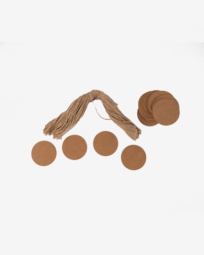 [Htag50P100] Kraft Hang Tag with Hemp Rope - Round