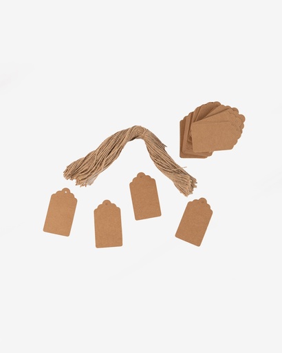 Kraft Hang Tag with Hemp Rope - Scallop