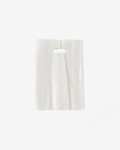 [PDPW2536P100] Plain White Die Cut Plastic Bag W/Handle