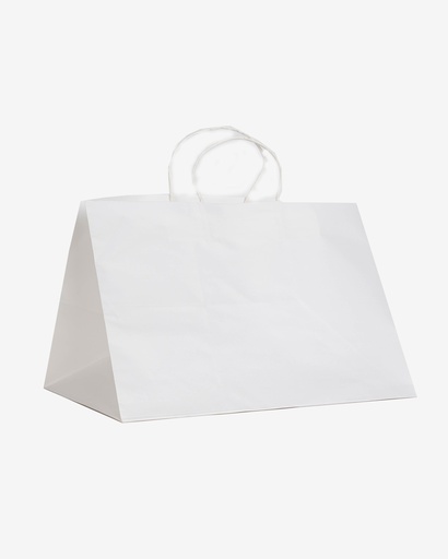 [FKPB3725W] White Kraft Paper Bag for S/M/SQ Catering Tray