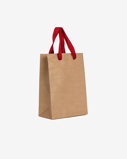 [KPB1508HR] Kraft Paper Bag with Cotton Herringbone Ribbon Handle